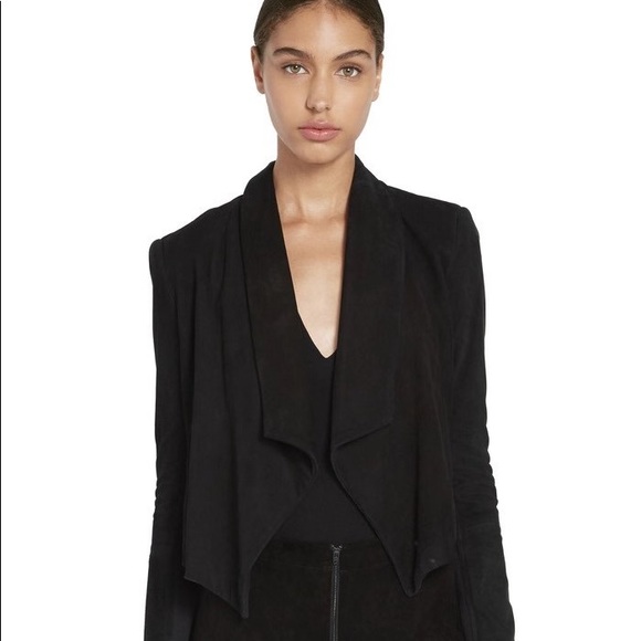 NWT $898 Alice + Olivia Harvey Suede Leather Open Front Jacket Coat - Picture 3 of 9